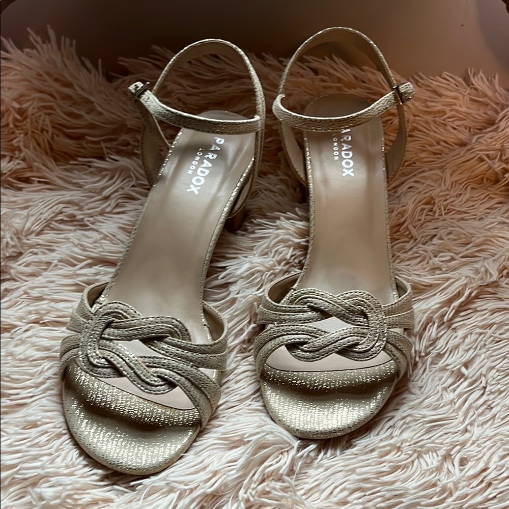 Paradox Gold Heels with Strappy Design